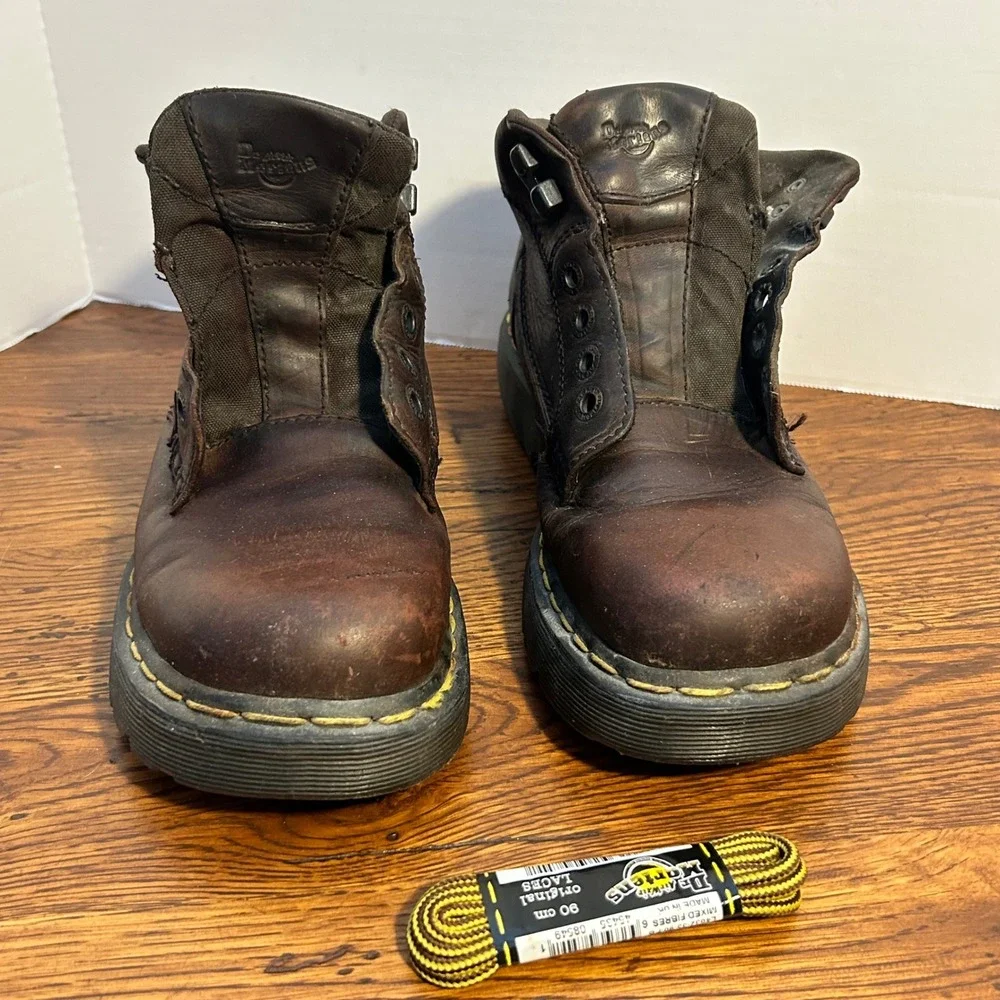 Dr Martens 8A19 Brown Leather Ankle Boots Mens Size 8 AirWair Lug‎ Sole Vintage